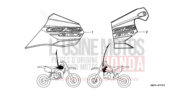 MARQUE (4) de CR80R "Grandes Roues" NEUCLEAR RED (R177) de 1999